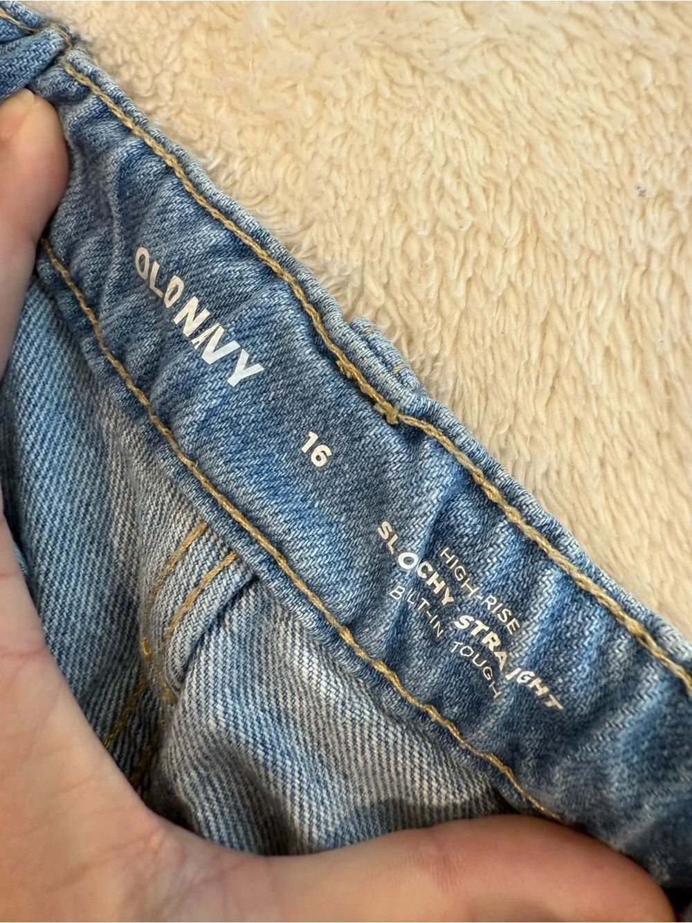 Old Navy Girls High Rise Slouchy Straight Blue Distressed Jeans